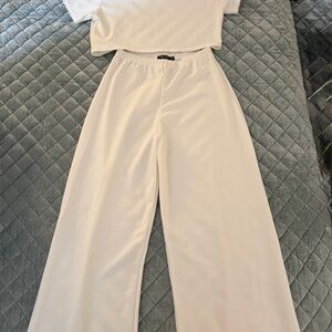 Nasty Gal Cream Wide Leg Jumpsuit